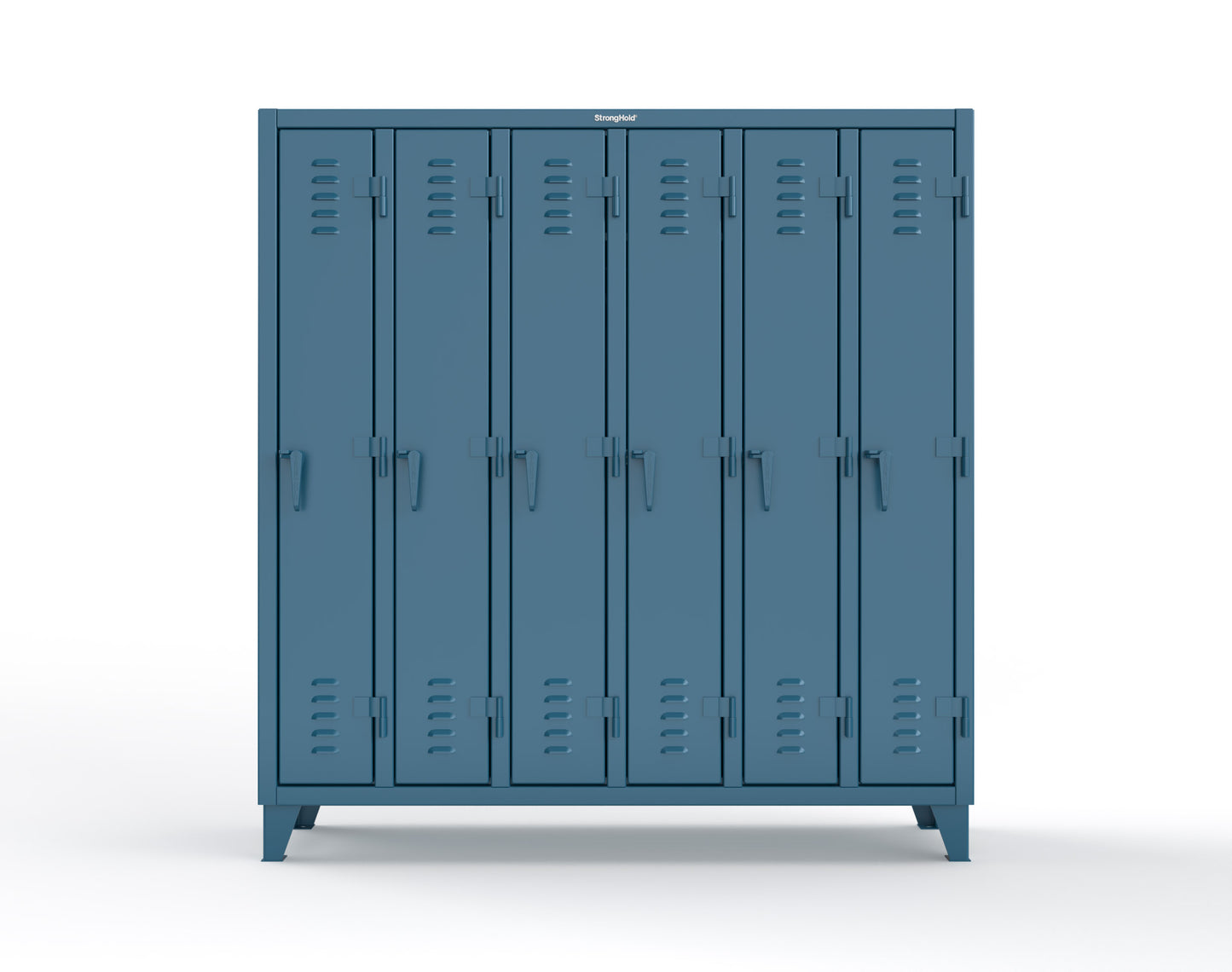 Extreme Duty 12 GA Single-Tier Locker with 6 Compartments, Louvered Doors, Wardrobe Rod - 74 in. W x 18in. D x 78 in. H - 66-18-1TSL-5010