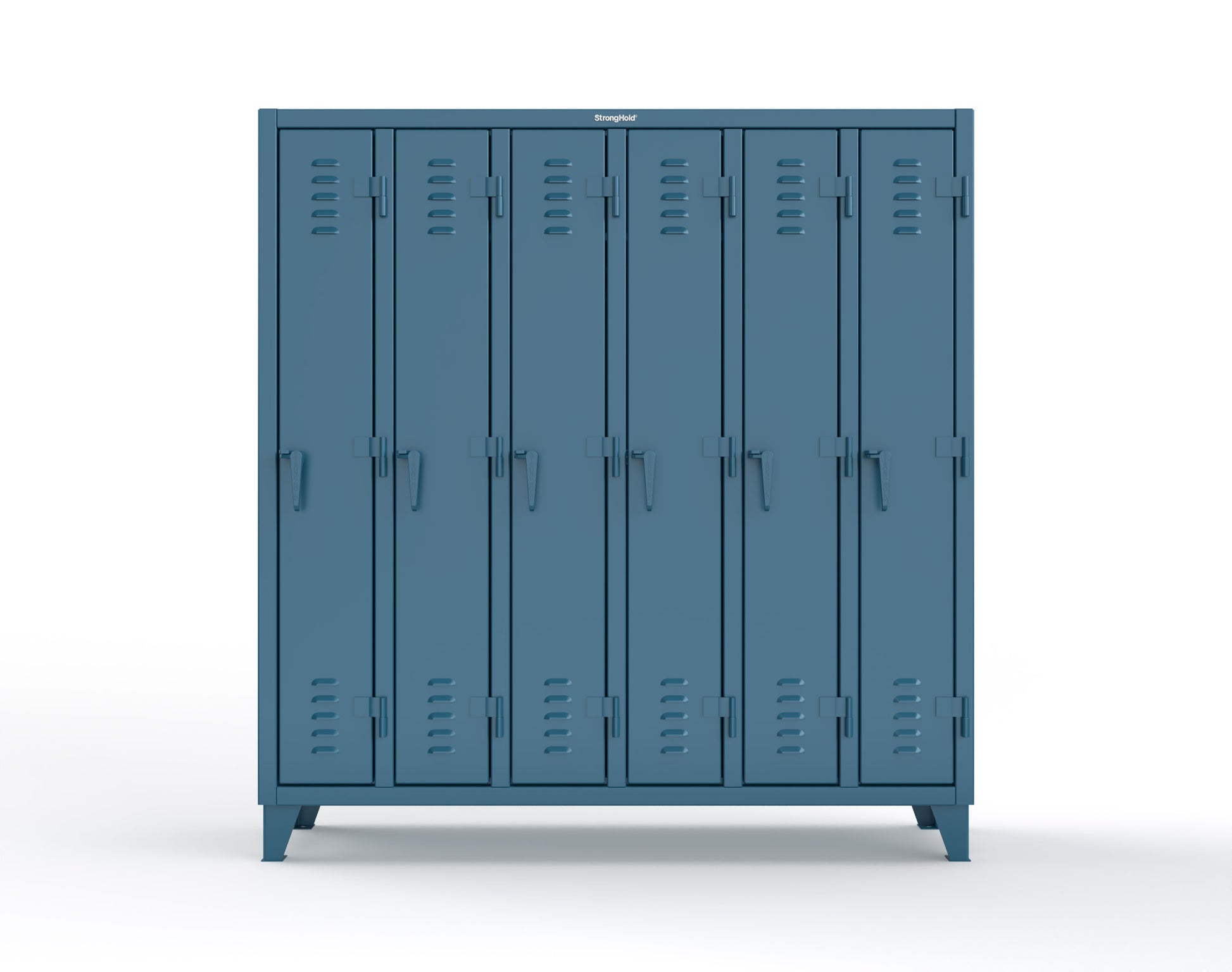 Extreme Duty 12 GA Single-Tier Locker with 6 Compartments, Louvered Doors, Wardrobe Rod - 74 in. W x 18in. D x 78 in. H - 66-18-1TSL-5010