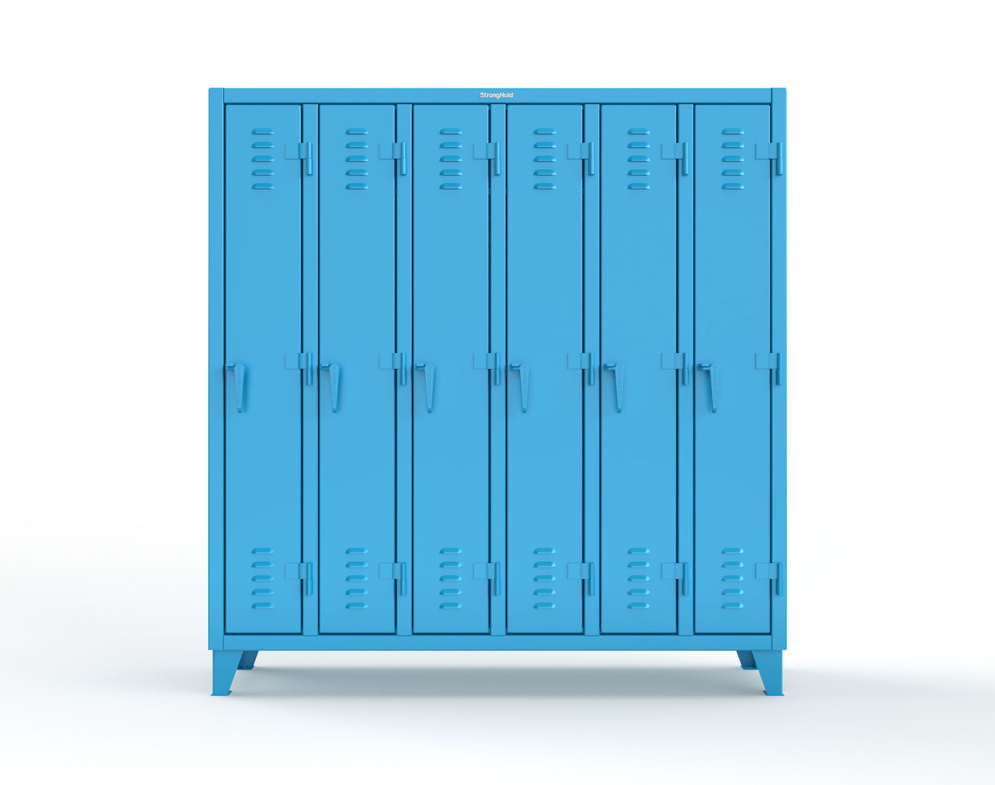 Extreme Duty 12 GA Single-Tier Locker with 6 Compartments, Louvered Doors, Wardrobe Rod - 74 in. W x 18in. D x 78 in. H - 66-18-1TSL-5012