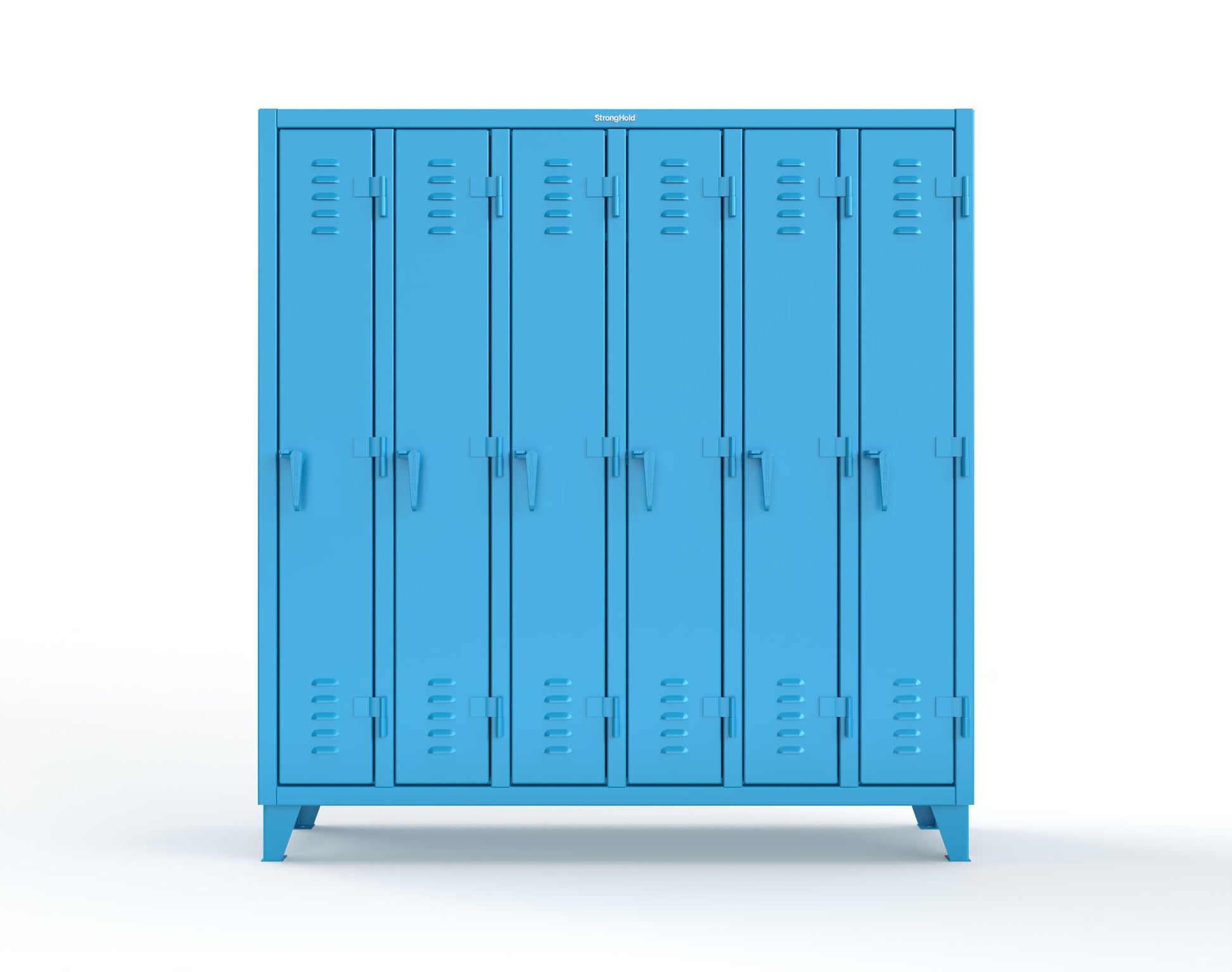 Extreme Duty 12 GA Single-Tier Locker with 6 Compartments, Louvered Doors, Wardrobe Rod - 74 in. W x 18in. D x 78 in. H - 66-18-1TSL-5012