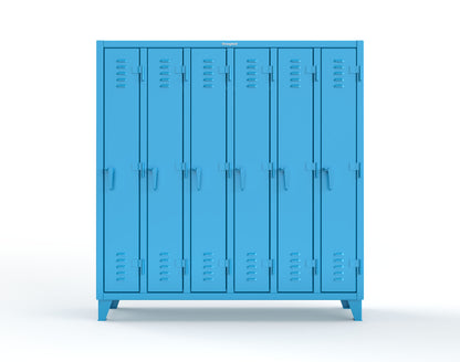 Extreme Duty 12 GA Single-Tier Locker with 6 Compartments, Louvered Doors, Wardrobe Rod - 74 in. W x 18in. D x 78 in. H - 66-18-1TSL-5012