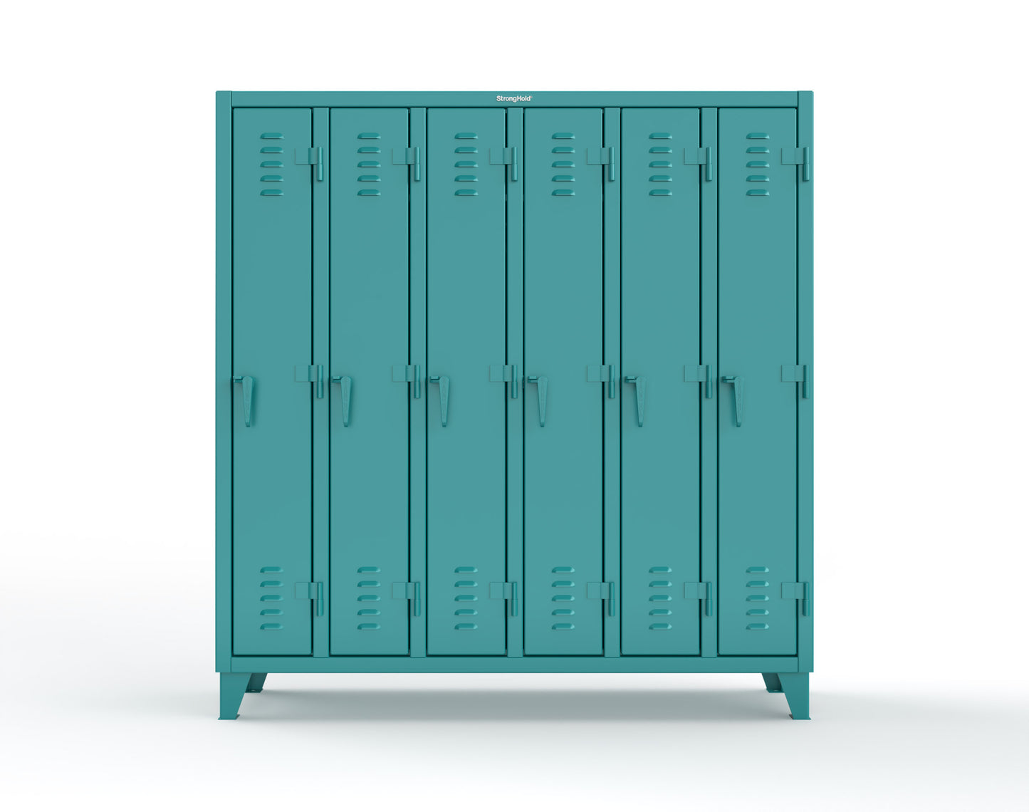 Extreme Duty 12 GA Single-Tier Locker with 6 Compartments, Louvered Doors, Wardrobe Rod - 74 in. W x 18in. D x 78 in. H - 66-18-1TSL-5021
