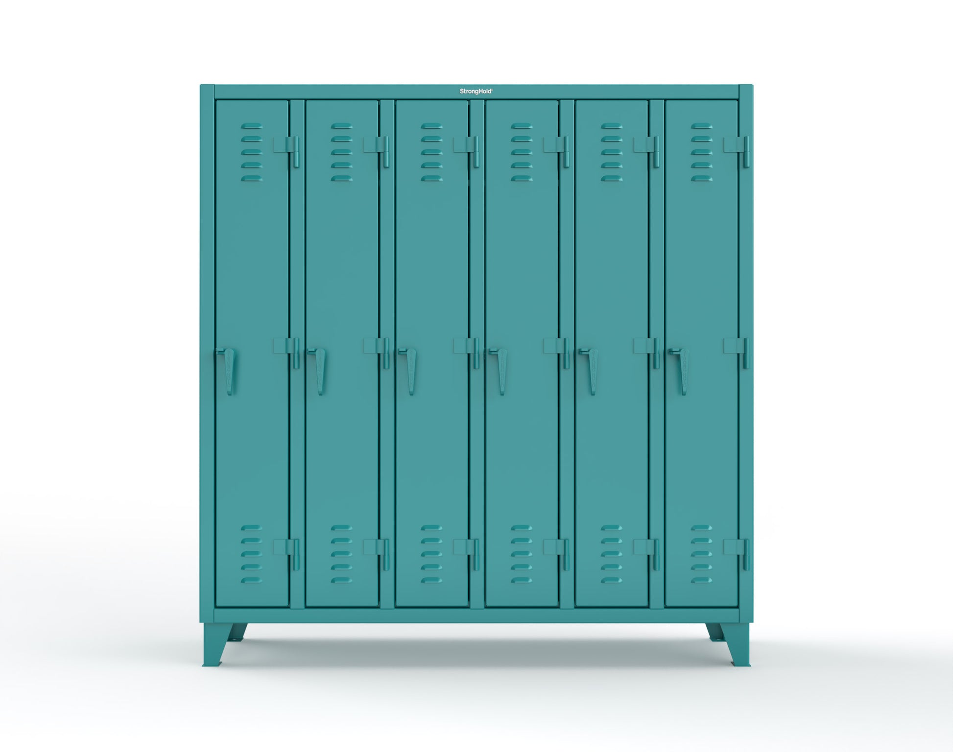 Extreme Duty 12 GA Single-Tier Locker with 6 Compartments, Louvered Doors, Wardrobe Rod - 74 in. W x 18in. D x 78 in. H - 66-18-1TSL-5021
