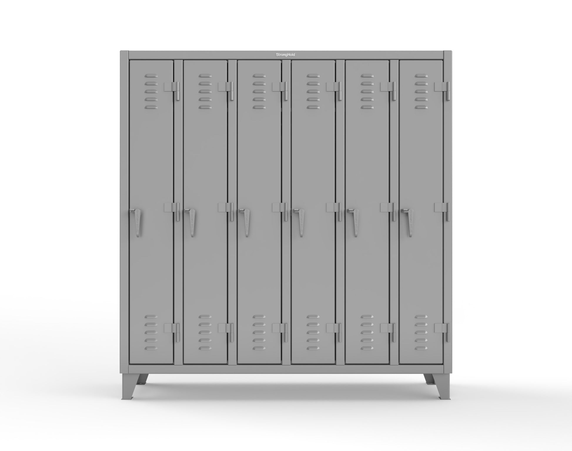 Extreme Duty 12 GA Single-Tier Locker with 6 Compartments, Louvered Doors, Wardrobe Rod - 74 in. W x 18in. D x 78 in. H - 66-18-1TSL-7037