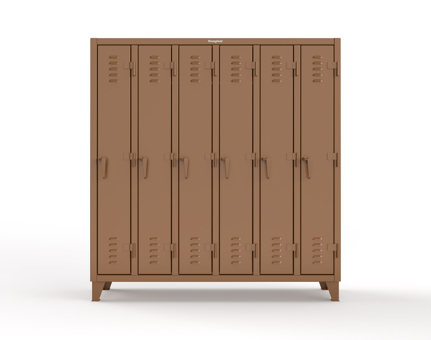 Extreme Duty 12 GA Single-Tier Locker with 6 Compartments, Louvered Doors, Wardrobe Rod - 74 in. W x 18in. D x 78 in. H - 66-18-1TSL-8025