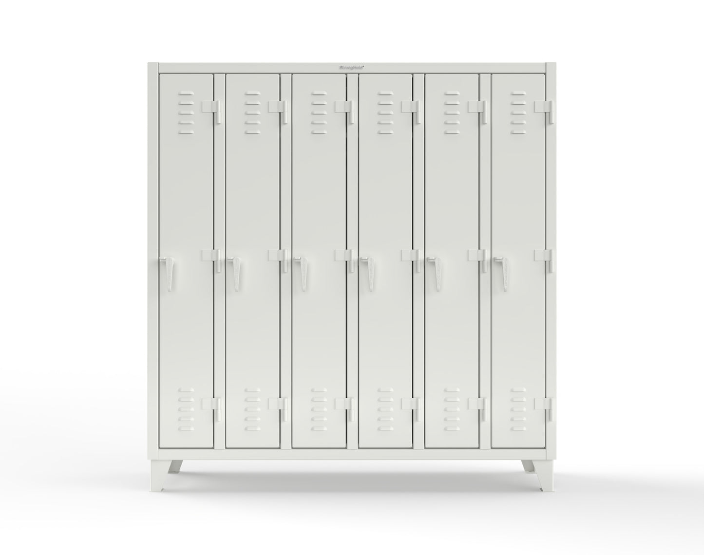 Extreme Duty 12 GA Single-Tier Locker with 6 Compartments, Louvered Doors, Wardrobe Rod - 74 in. W x 18in. D x 78 in. H - 66-18-1TSL-9003