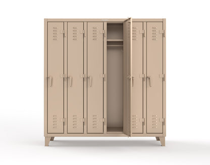 Extreme Duty 12 GA Single-Tier Locker with 6 Compartments, Louvered Doors, Wardrobe Rod - 74 in. W x 18in. D x 78 in. H - 66-18-1TSL-1019