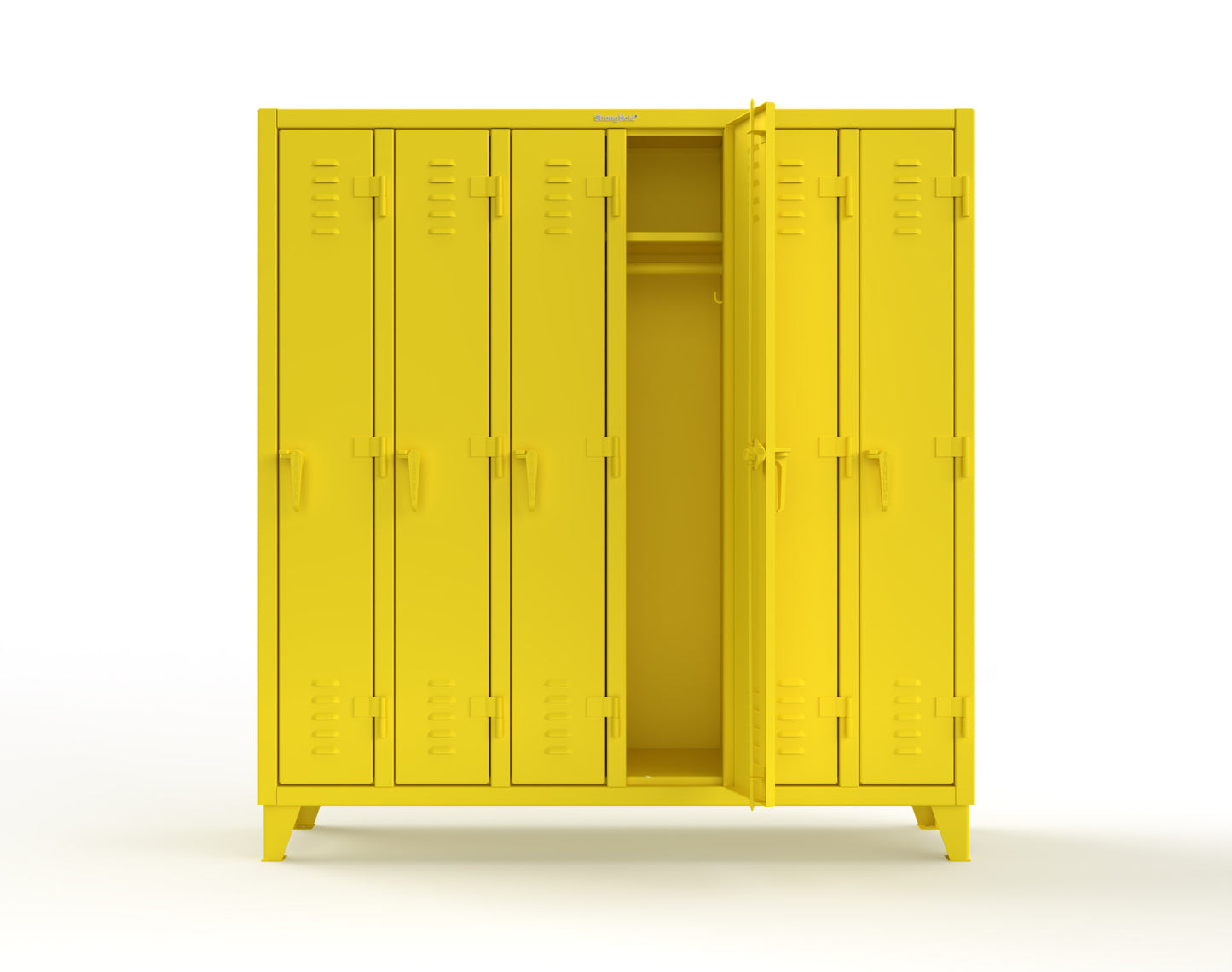 Extreme Duty 12 GA Single-Tier Locker with 6 Compartments, Louvered Doors, Wardrobe Rod - 74 in. W x 18in. D x 78 in. H - 66-18-1TSL-1023