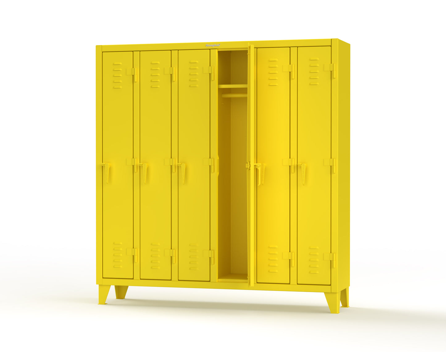 Extreme Duty 12 GA Single-Tier Locker with 6 Compartments, Louvered Doors, Wardrobe Rod - 74 in. W x 18in. D x 78 in. H - 66-18-1TSL-1023