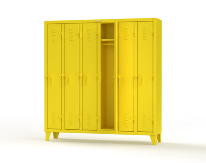 Extreme Duty 12 GA Single-Tier Locker with 6 Compartments, Louvered Doors, Wardrobe Rod - 74 in. W x 18in. D x 78 in. H - 66-18-1TSL-1023