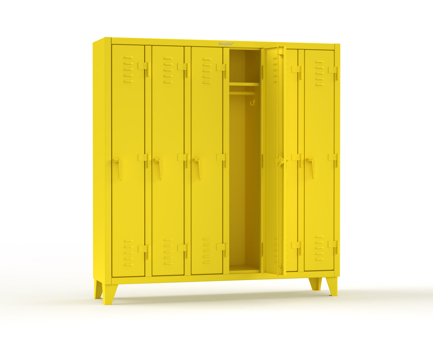 Extreme Duty 12 GA Single-Tier Locker with 6 Compartments, Louvered Doors, Wardrobe Rod - 74 in. W x 18in. D x 78 in. H - 66-18-1TSL-1023