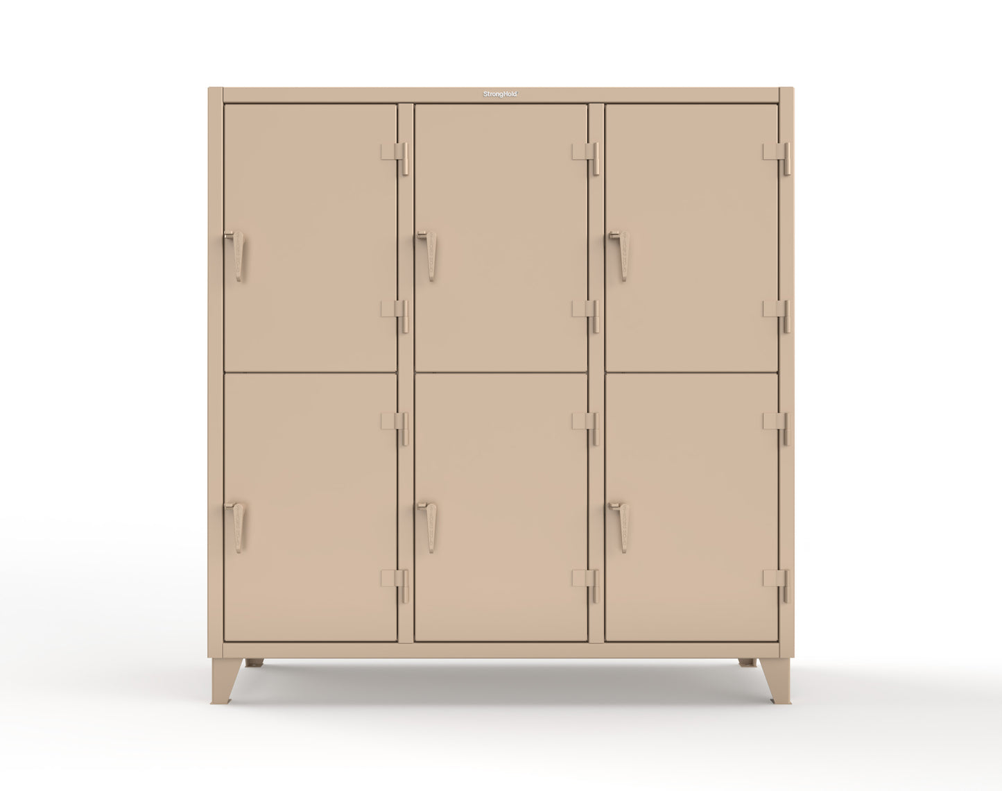 Extreme Duty 12 GA Double-Tier Locker with 6 Compartments, 9 Shelves, 12 Drawers - 74 in. W x 24in. D x 78 in. H - 66-24-2TPL-12DB-1019