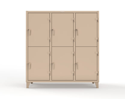 Extreme Duty 12 GA Double-Tier Locker with 6 Compartments, 9 Shelves, 12 Drawers - 74 in. W x 24in. D x 78 in. H - 66-24-2TPL-12DB-1019