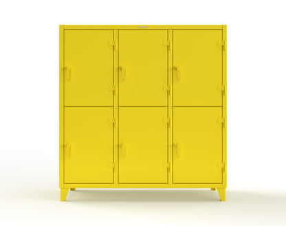 Extreme Duty 12 GA Double-Tier Locker with 6 Compartments, 9 Shelves, 12 Drawers - 74 in. W x 24in. D x 78 in. H - 66-24-2TPL-12DB-1023