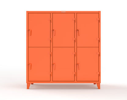 Extreme Duty 12 GA Double-Tier Locker with 6 Compartments, 9 Shelves, 12 Drawers - 74 in. W x 24in. D x 78 in. H - 66-24-2TPL-12DB-2004