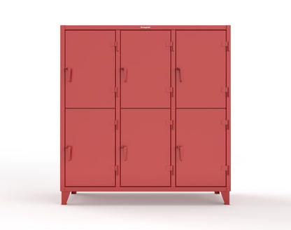 Extreme Duty 12 GA Double-Tier Locker with 6 Compartments, 9 Shelves, 12 Drawers - 74 in. W x 24in. D x 78 in. H - 66-24-2TPL-12DB-3001