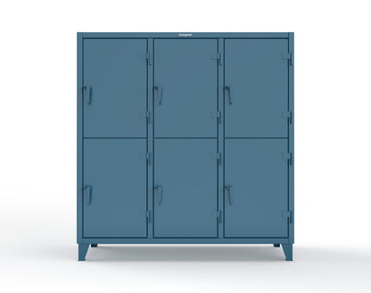 Extreme Duty 12 GA Double-Tier Locker with 6 Compartments, 9 Shelves, 12 Drawers - 74 in. W x 24in. D x 78 in. H - 66-24-2TPL-12DB-5010