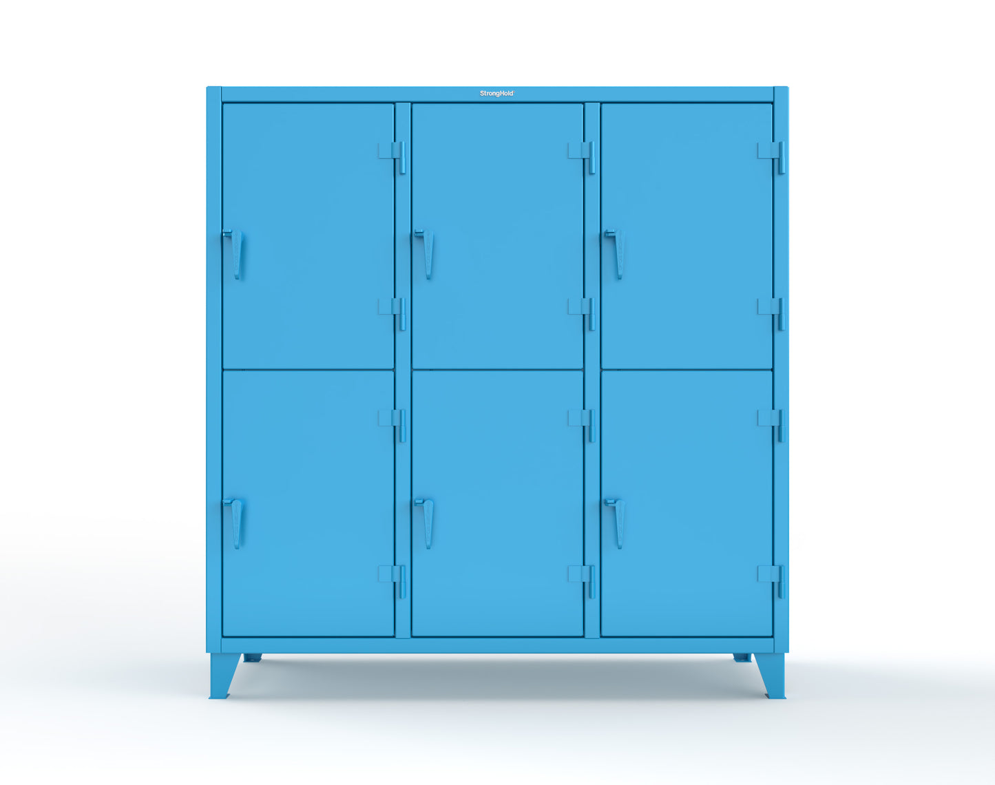 Extreme Duty 12 GA Double-Tier Locker with 6 Compartments, 9 Shelves, 12 Drawers - 74 in. W x 24in. D x 78 in. H - 66-24-2TPL-12DB-5012