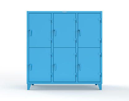 Extreme Duty 12 GA Double-Tier Locker with 6 Compartments, 9 Shelves, 12 Drawers - 74 in. W x 24in. D x 78 in. H - 66-24-2TPL-12DB-5012