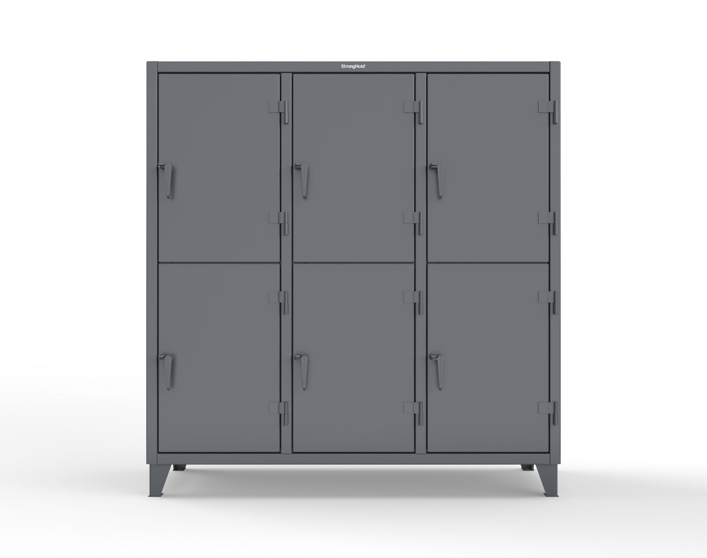 Extreme Duty 12 GA Double-Tier Locker with 6 Compartments, 9 Shelves, 12 Drawers - 74 in. W x 24in. D x 78 in. H - 66-24-2TPL-12DB-7024