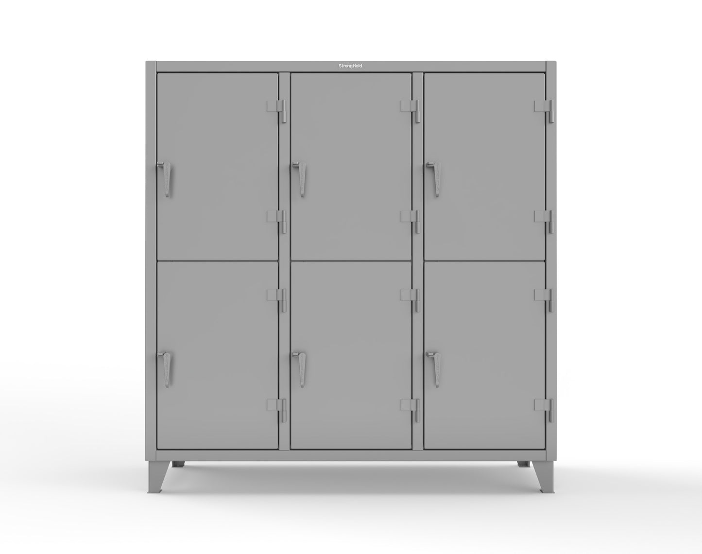 Extreme Duty 12 GA Double-Tier Locker with 6 Compartments, 9 Shelves, 12 Drawers - 74 in. W x 24in. D x 78 in. H - 66-24-2TPL-12DB-7037