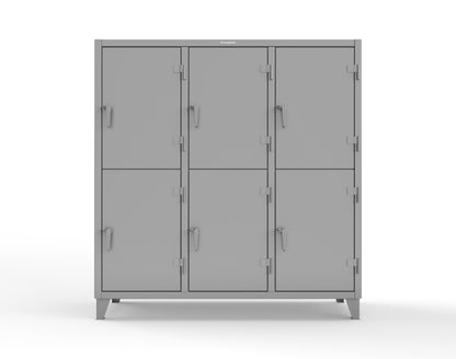 Extreme Duty 12 GA Double-Tier Locker with 6 Compartments, 9 Shelves, 12 Drawers - 74 in. W x 24in. D x 78 in. H - 66-24-2TPL-12DB-7037