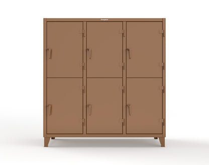 Extreme Duty 12 GA Double-Tier Locker with 6 Compartments, 9 Shelves, 12 Drawers - 74 in. W x 24in. D x 78 in. H - 66-24-2TPL-12DB-8025