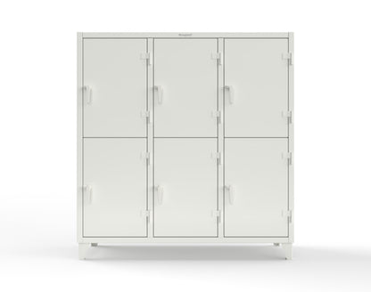 Extreme Duty 12 GA Double-Tier Locker with 6 Compartments, 9 Shelves, 12 Drawers - 74 in. W x 24in. D x 78 in. H - 66-24-2TPL-12DB-9003