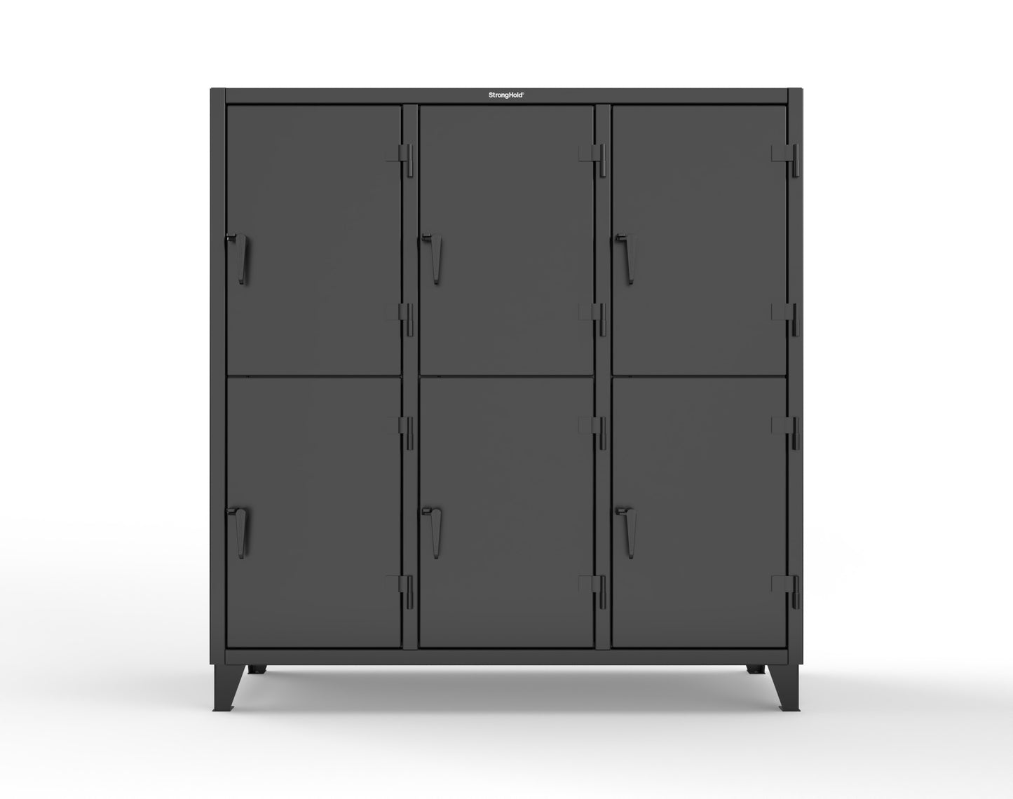 Extreme Duty 12 GA Double-Tier Locker with 6 Compartments, 9 Shelves, 12 Drawers - 74 in. W x 24in. D x 78 in. H - 66-24-2TPL-12DB-9005