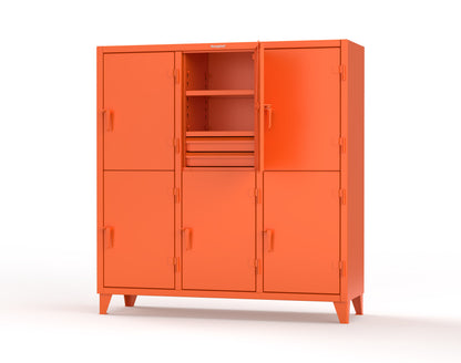 Extreme Duty 12 GA Double-Tier Locker with 6 Compartments, 9 Shelves, 12 Drawers - 74 in. W x 24in. D x 78 in. H - 66-24-2TPL-12DB-2004