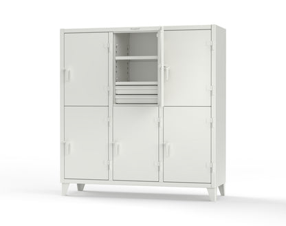 Extreme Duty 12 GA Double-Tier Locker with 6 Compartments, 9 Shelves, 12 Drawers - 74 in. W x 24in. D x 78 in. H - 66-24-2TPL-12DB-9003