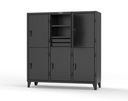 Extreme Duty 12 GA Double-Tier Locker with 6 Compartments, 9 Shelves, 12 Drawers - 74 in. W x 24in. D x 78 in. H - 66-24-2TPL-12DB-9005