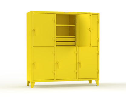 Extreme Duty 12 GA Double-Tier Locker with 6 Compartments, 9 Shelves, 12 Drawers - 74 in. W x 24in. D x 78 in. H - 66-24-2TPL-12DB-1023