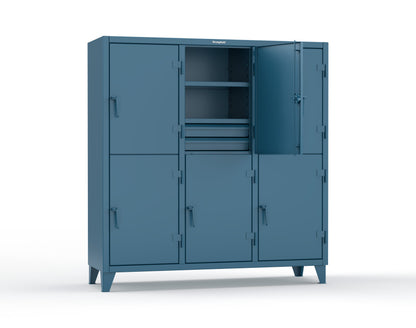 Extreme Duty 12 GA Double-Tier Locker with 6 Compartments, 9 Shelves, 12 Drawers - 74 in. W x 24in. D x 78 in. H - 66-24-2TPL-12DB-5010
