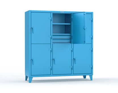 Extreme Duty 12 GA Double-Tier Locker with 6 Compartments, 9 Shelves, 12 Drawers - 74 in. W x 24in. D x 78 in. H - 66-24-2TPL-12DB-5012