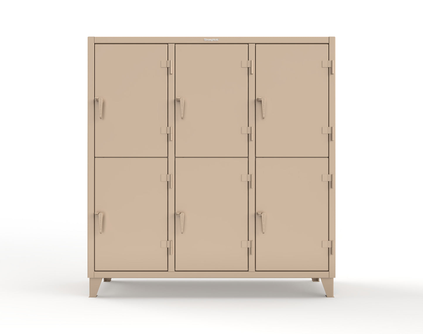 Extreme Duty 12 GA Double-Tier Locker with 6 Compartments, 12 Shelves, Coat Hooks - 74 in. W x 24in. D x 78 in. H - 66-24-2TPL-1019
