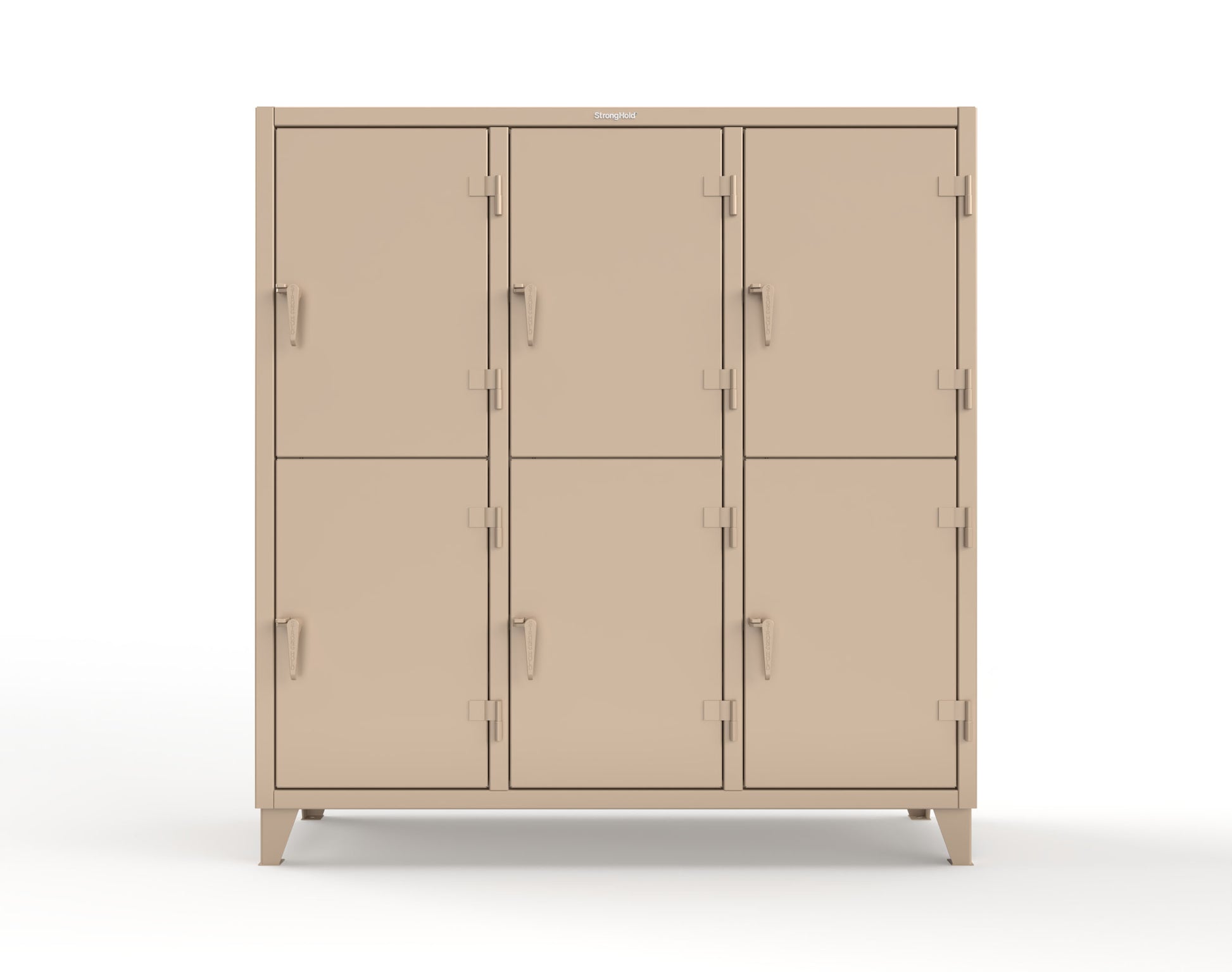 Extreme Duty 12 GA Double-Tier Locker with 6 Compartments, 12 Shelves, Coat Hooks - 74 in. W x 24in. D x 78 in. H - 66-24-2TPL-1019
