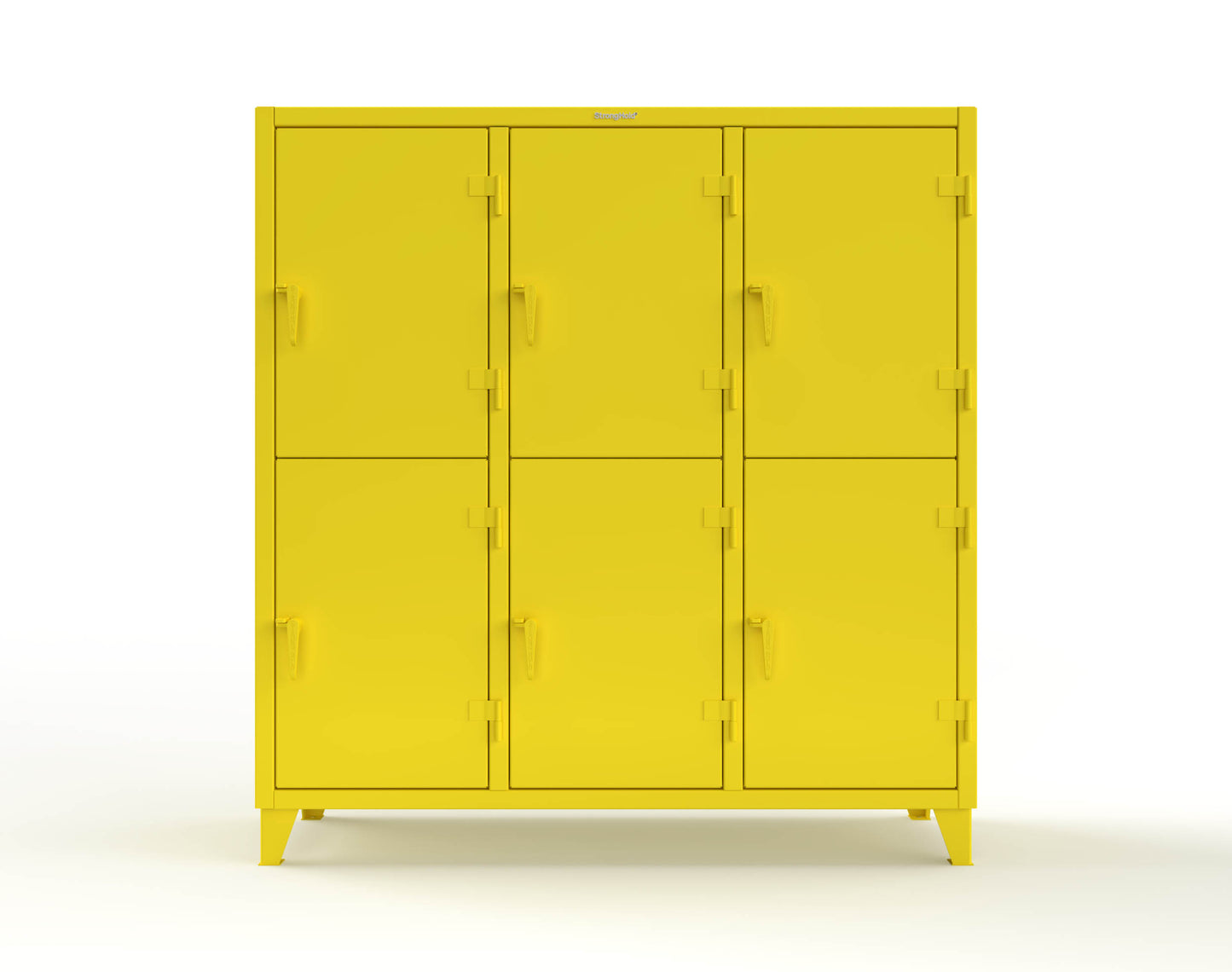 Extreme Duty 12 GA Double-Tier Locker with 6 Compartments, 12 Shelves, Coat Hooks - 74 in. W x 24in. D x 78 in. H - 66-24-2TPL-1023
