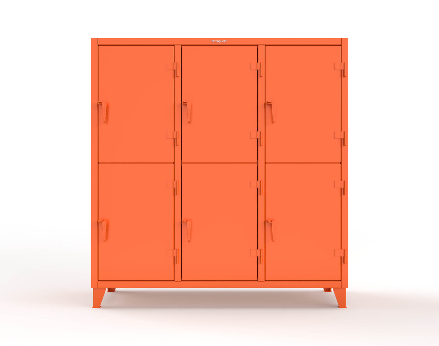 Extreme Duty 12 GA Double-Tier Locker with 6 Compartments, 12 Shelves, Coat Hooks - 74 in. W x 24in. D x 78 in. H - 66-24-2TPL-2004
