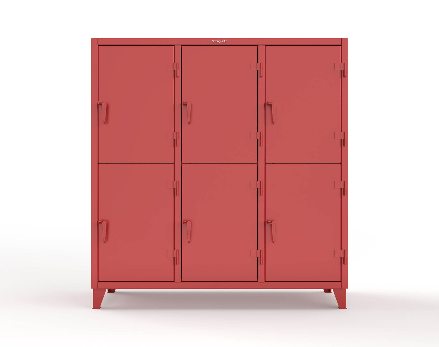 Extreme Duty 12 GA Double-Tier Locker with 6 Compartments, 12 Shelves, Coat Hooks - 74 in. W x 24in. D x 78 in. H - 66-24-2TPL-3001