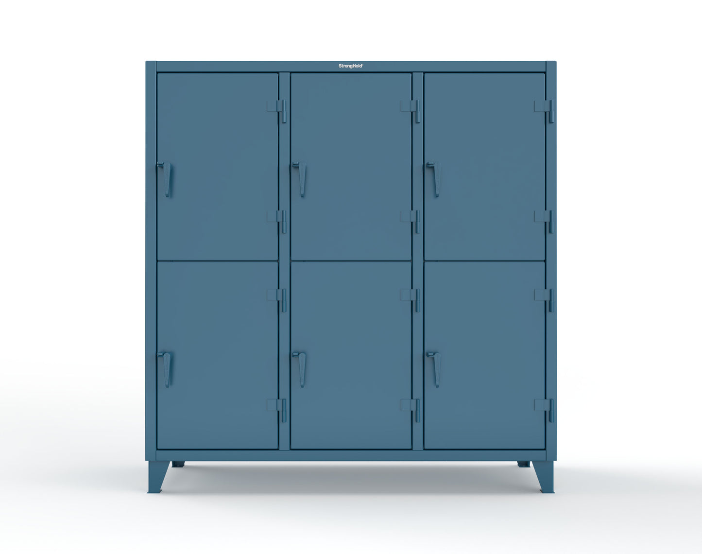 Extreme Duty 12 GA Double-Tier Locker with 6 Compartments, 12 Shelves, Coat Hooks - 74 in. W x 24in. D x 78 in. H - 66-24-2TPL-5010