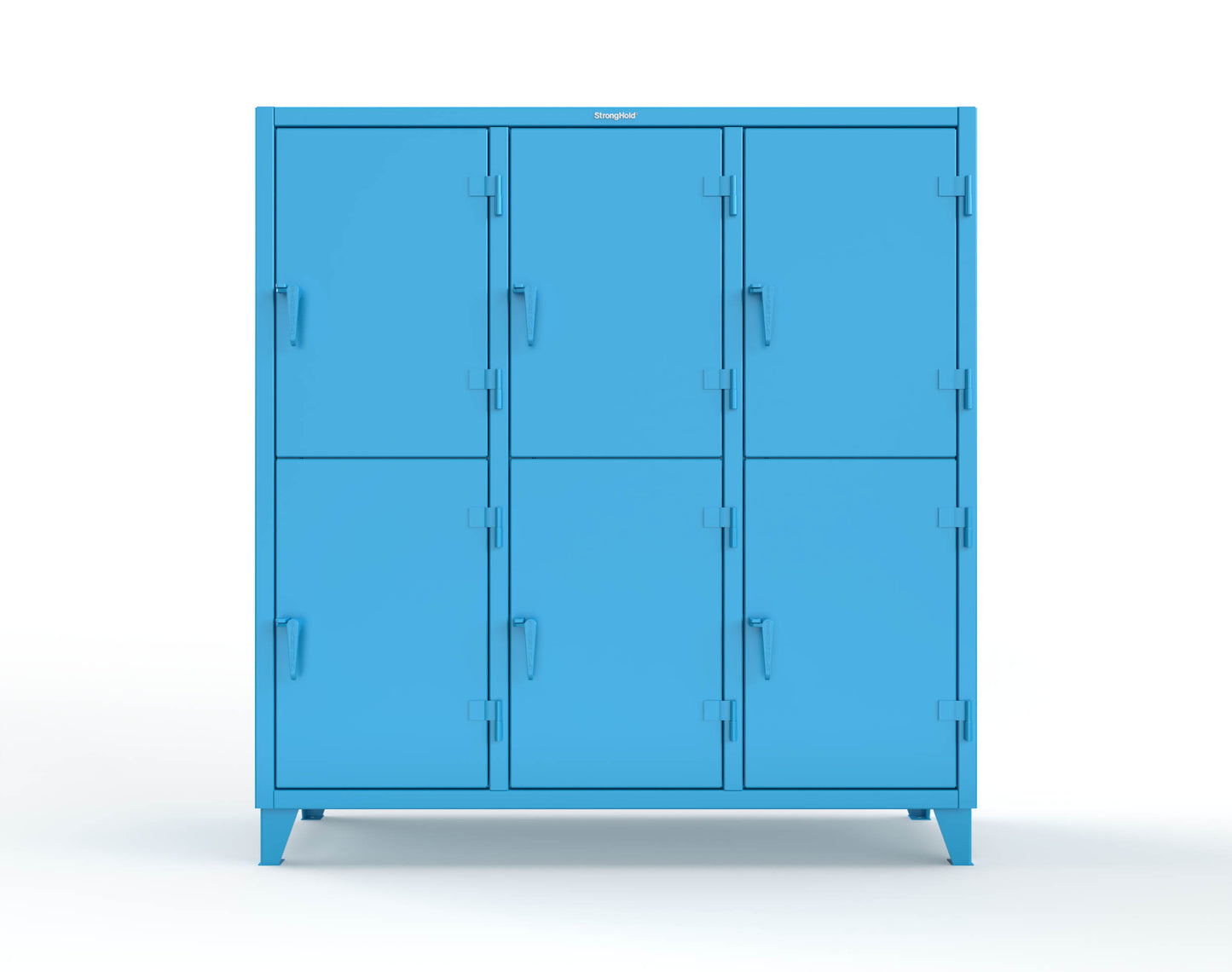 Extreme Duty 12 GA Double-Tier Locker with 6 Compartments, 12 Shelves, Coat Hooks - 74 in. W x 24in. D x 78 in. H - 66-24-2TPL-5012