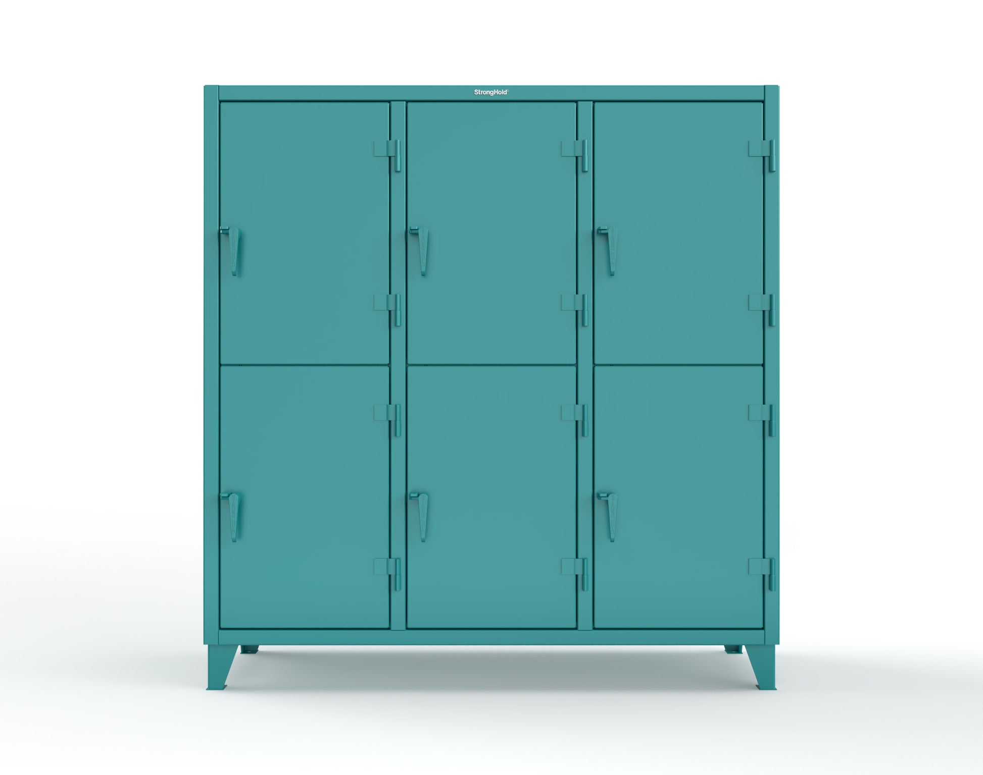 Extreme Duty 12 GA Double-Tier Locker with 6 Compartments, 12 Shelves, Coat Hooks - 74 in. W x 24in. D x 78 in. H - 66-24-2TPL-5021