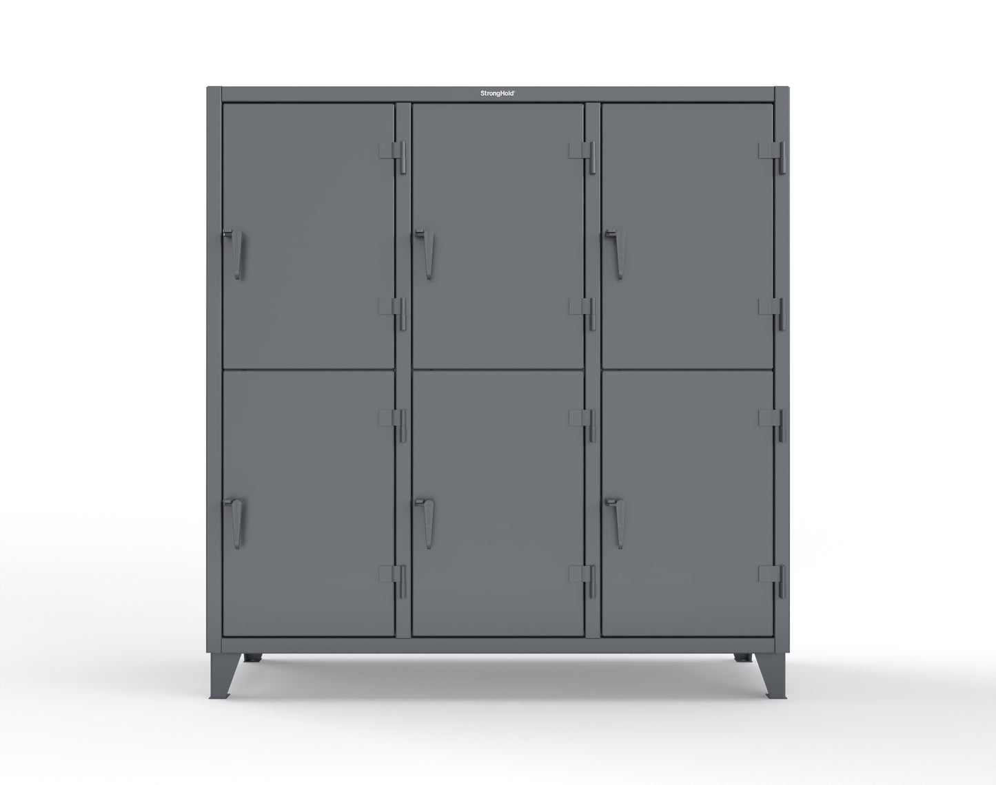 Extreme Duty 12 GA Double-Tier Locker with 6 Compartments, 12 Shelves, Coat Hooks - 74 in. W x 24in. D x 78 in. H - 66-24-2TPL-7024