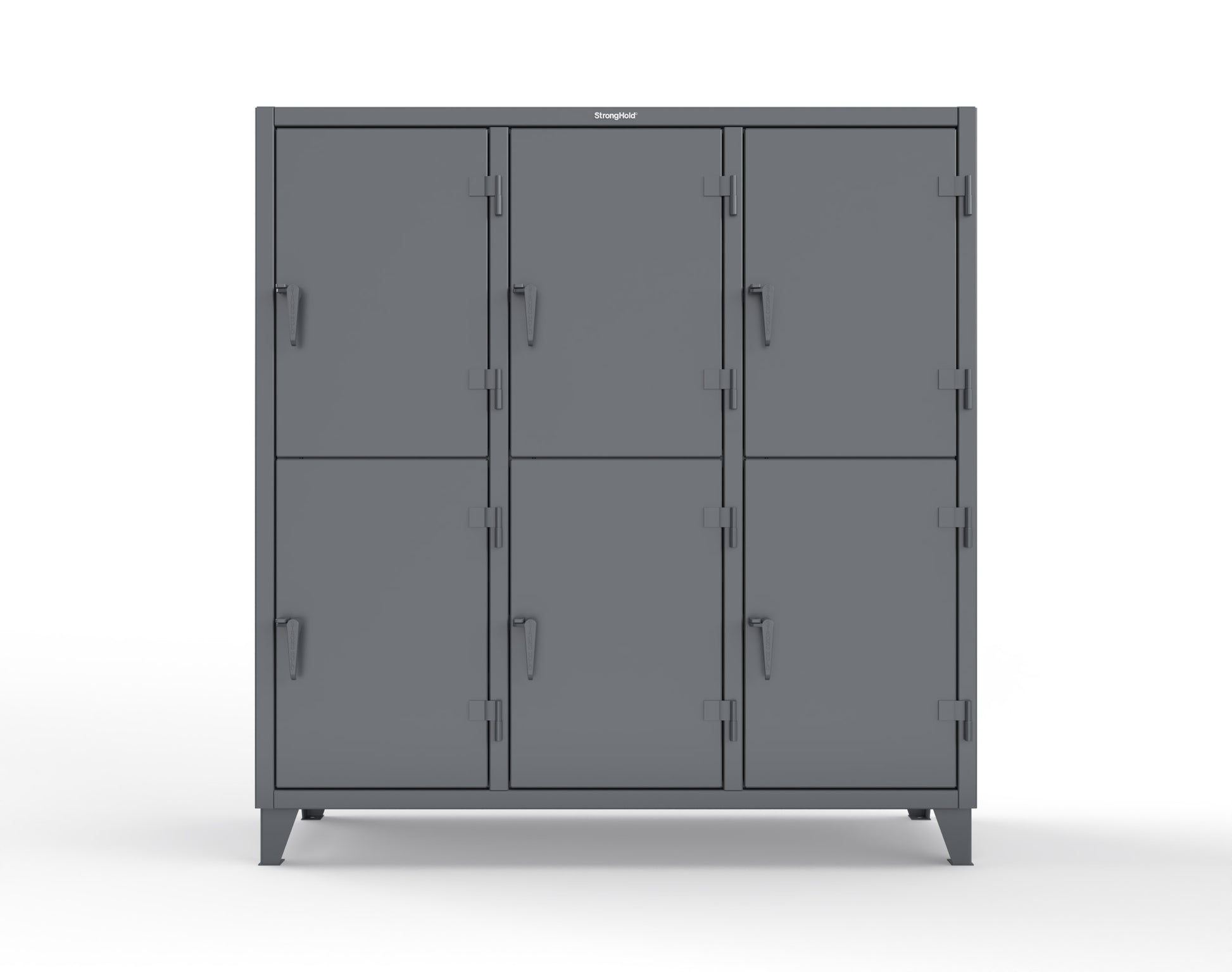 Extreme Duty 12 GA Double-Tier Locker with 6 Compartments, 12 Shelves, Coat Hooks - 74 in. W x 24in. D x 78 in. H - 66-24-2TPL-7024