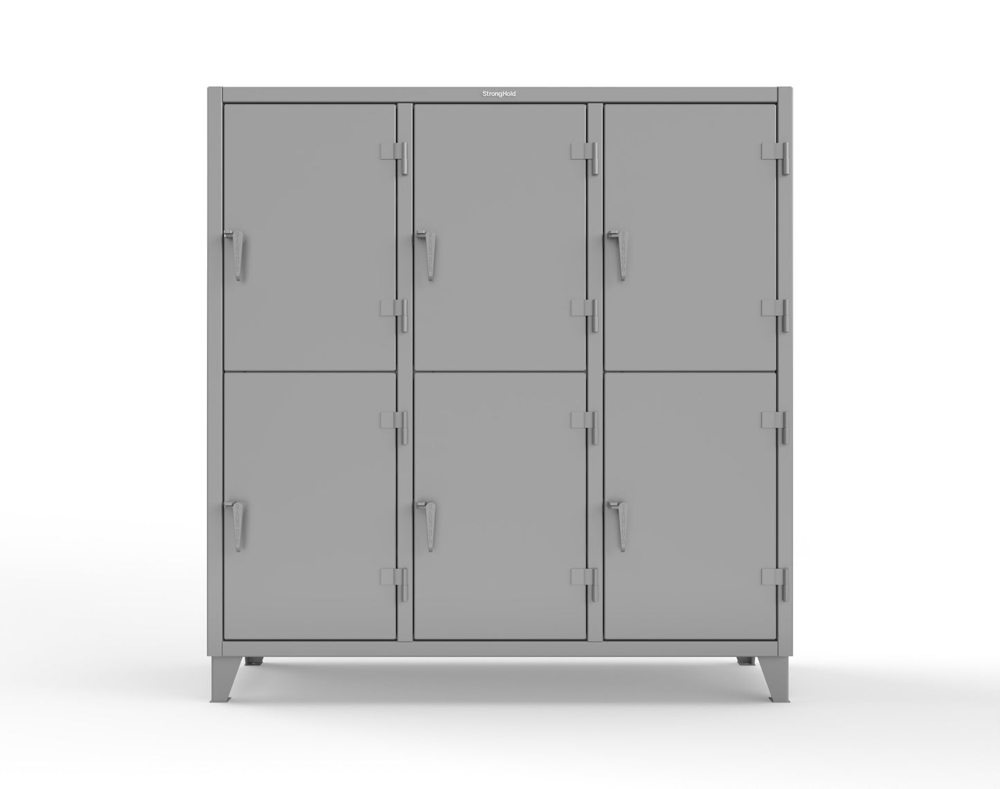 Extreme Duty 12 GA Double-Tier Locker with 6 Compartments, 12 Shelves, Coat Hooks - 74 in. W x 24in. D x 78 in. H - 66-24-2TPL-7037