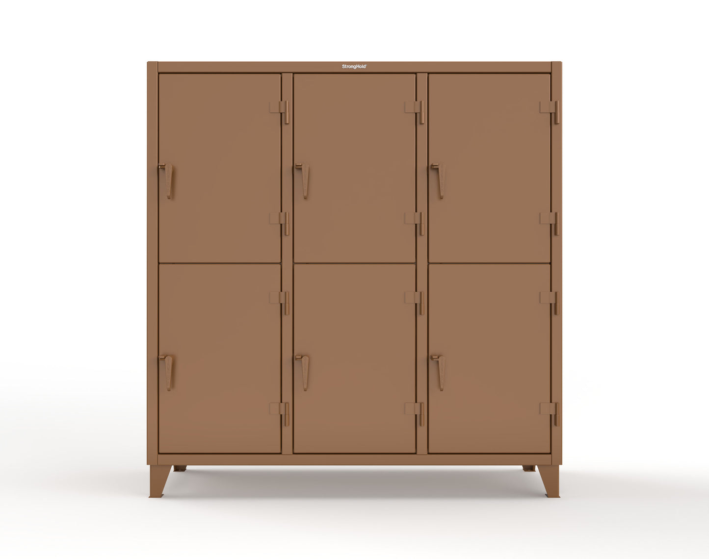 Extreme Duty 12 GA Double-Tier Locker with 6 Compartments, 12 Shelves, Coat Hooks - 74 in. W x 24in. D x 78 in. H - 66-24-2TPL-8025