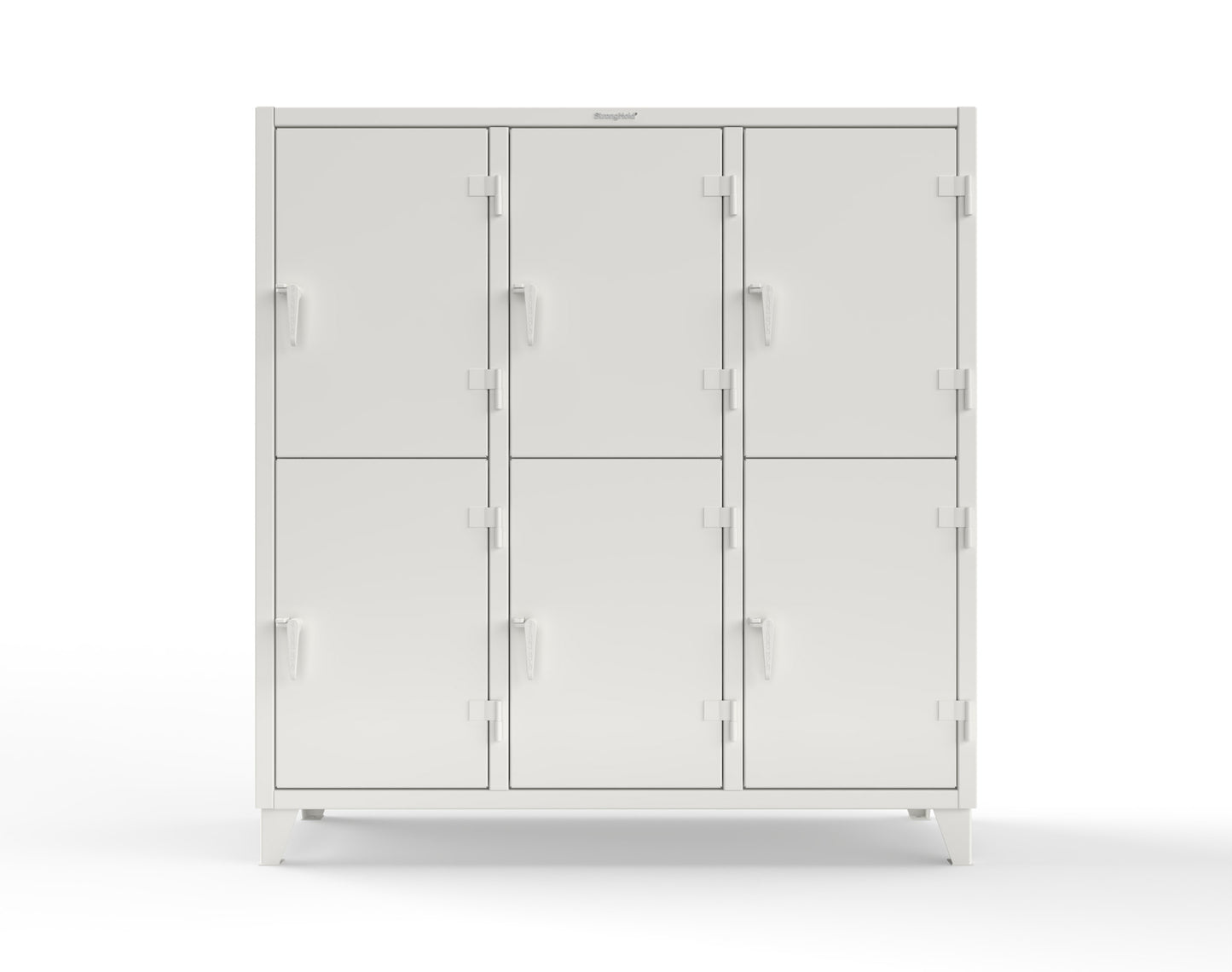 Extreme Duty 12 GA Double-Tier Locker with 6 Compartments, 12 Shelves, Coat Hooks - 74 in. W x 24in. D x 78 in. H - 66-24-2TPL-9003