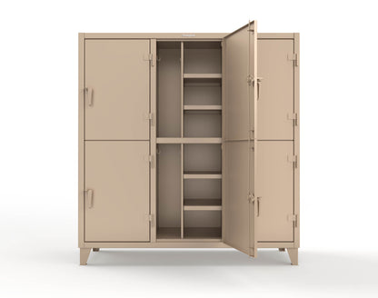 Extreme Duty 12 GA Double-Tier Locker with 6 Compartments, 12 Shelves, Coat Hooks - 74 in. W x 24in. D x 78 in. H - 66-24-2TPL-1019