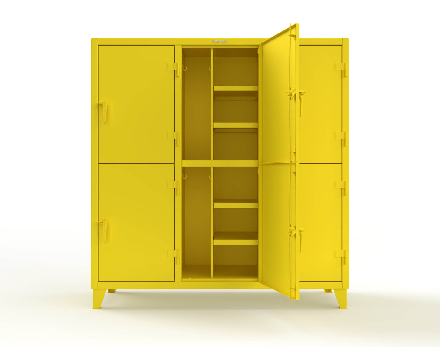Extreme Duty 12 GA Double-Tier Locker with 6 Compartments, 12 Shelves, Coat Hooks - 74 in. W x 24in. D x 78 in. H - 66-24-2TPL-1023